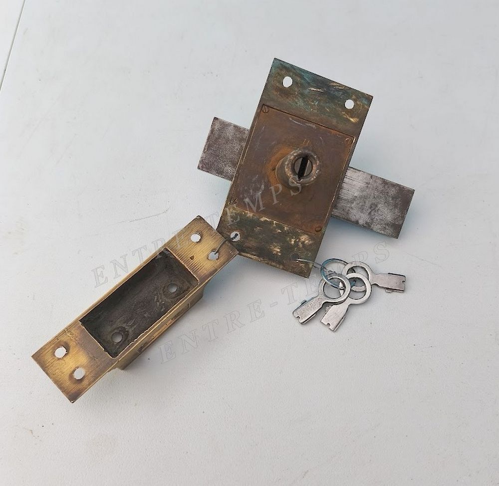 ANCIEN VERROU SERRURE BRONZE J.M GARANTIE INCROCHETABLE Bricolage