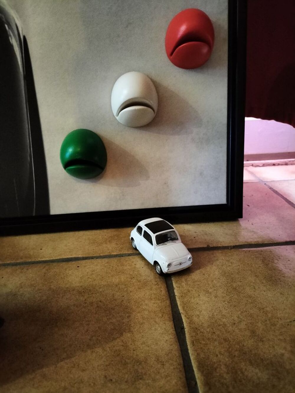 Ensemble fiat 500 don miniature et horloge murale Décoration