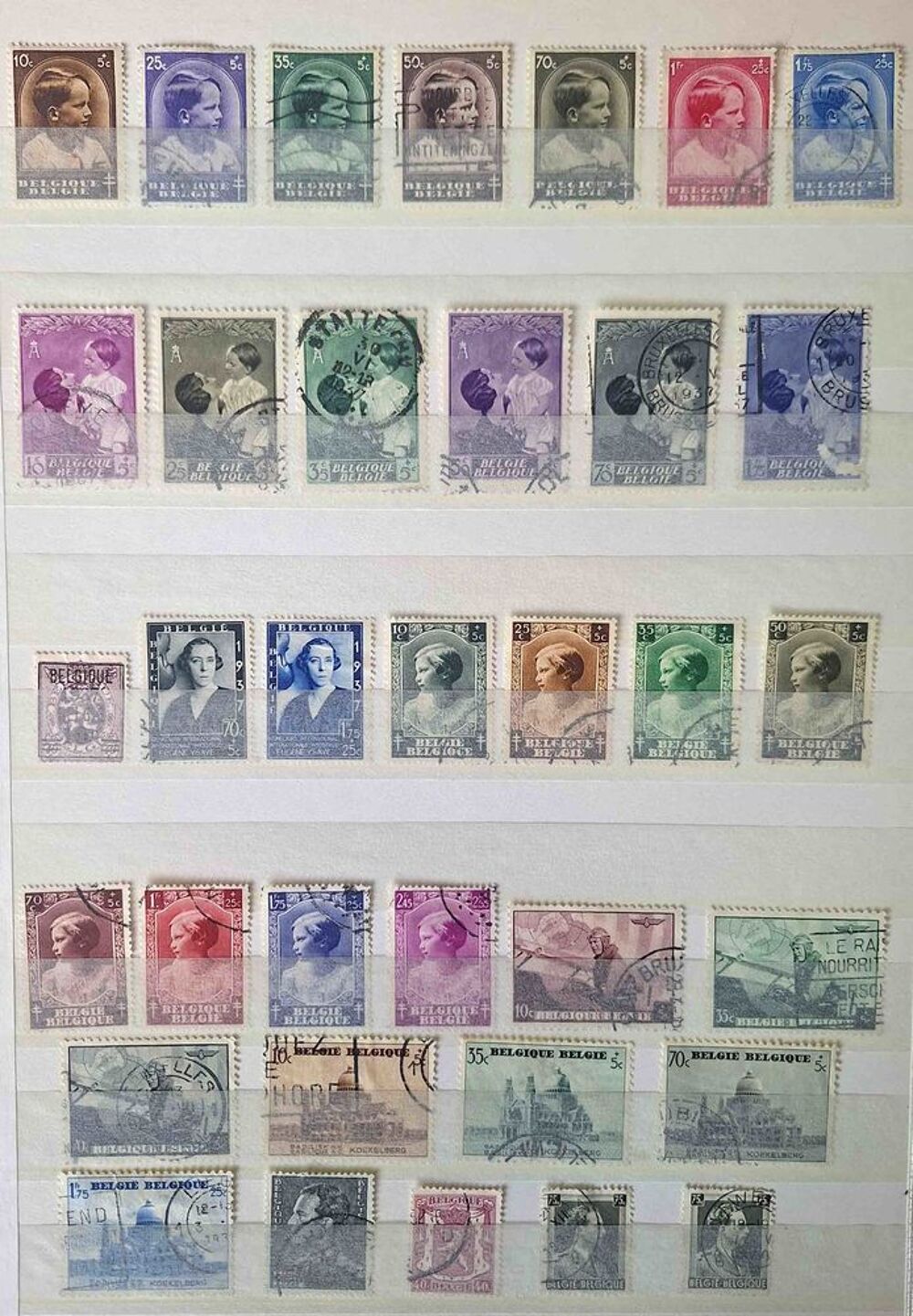 S&eacute;rie de timbres de collection de Belgique 