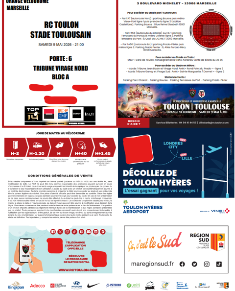 RC Toulon - Stade Toulousain Téteghem (59)