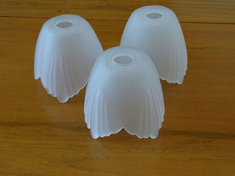 Lot de 3 globes  tulipes verre blanc   lustre Suspension 30 Les Moli�res (91)