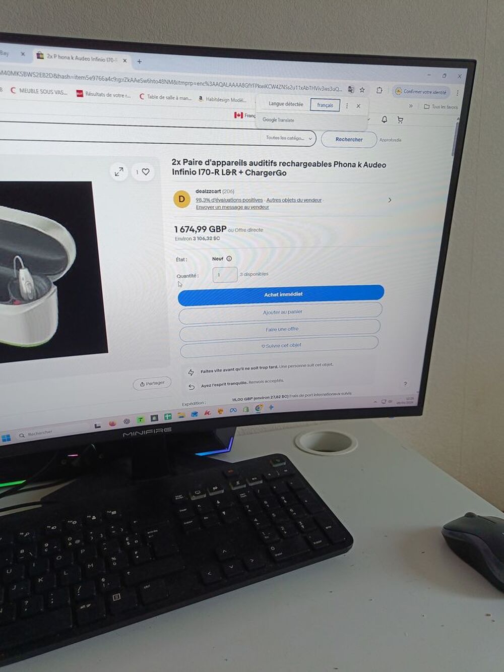 Paire aides auditives Phonak Aud&eacute;o I70-R rechargeables Audio et hifi