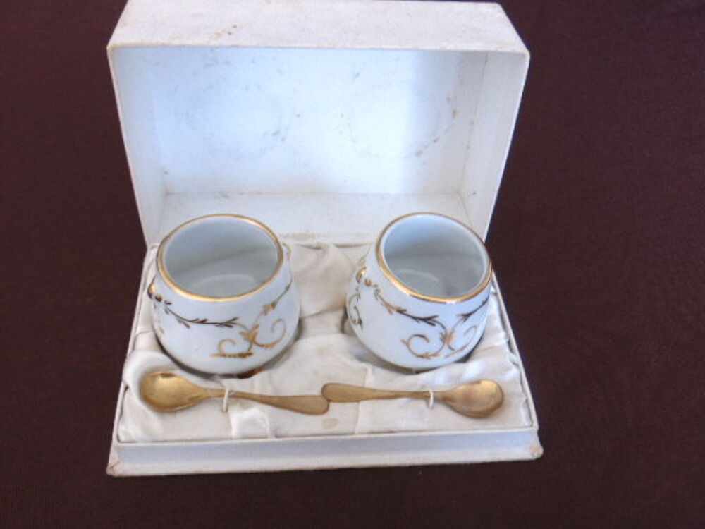 Coffret de salerons CLA France ? Porcelaine blanche &amp; dorure Cuisine