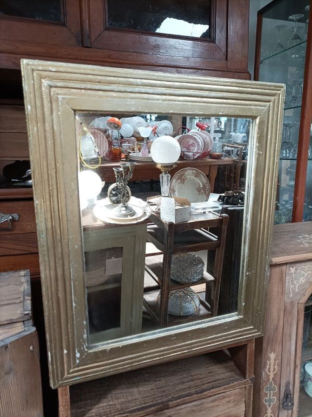 Miroir Cadre bois dor&eacute; patin&eacute; dp 0923040 ancien vintage Broc Décoration