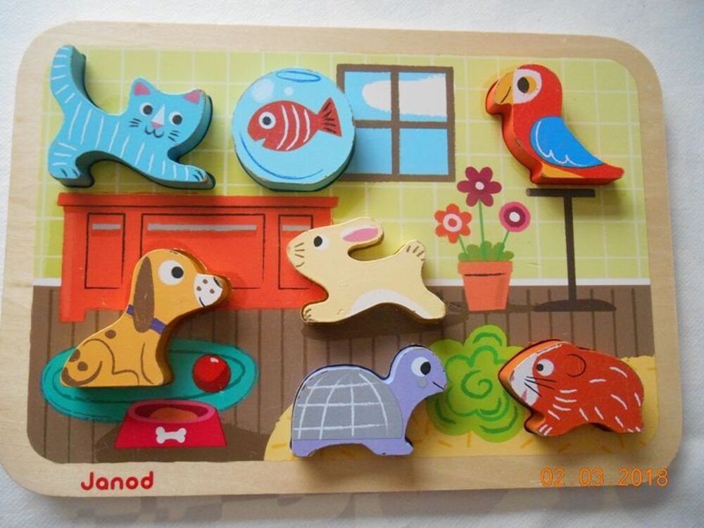 Puzzle encastrement bois 7 animaux JANOD Jeux / jouets