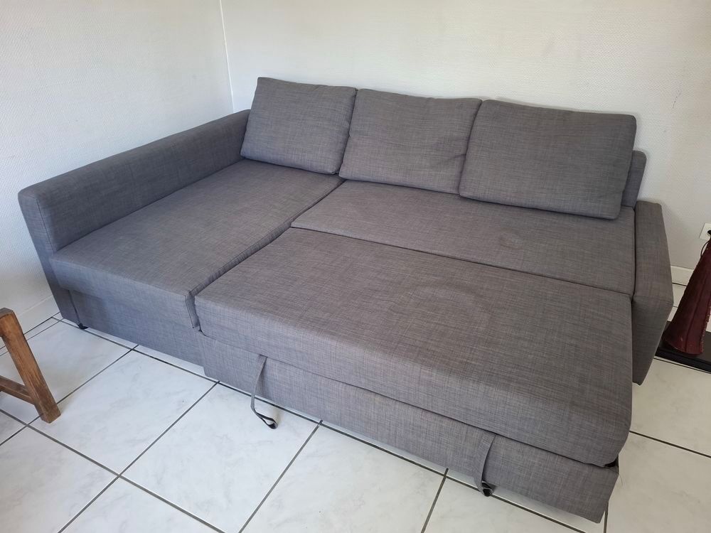 Canap&eacute; d'angle tissu gris convertible Meubles