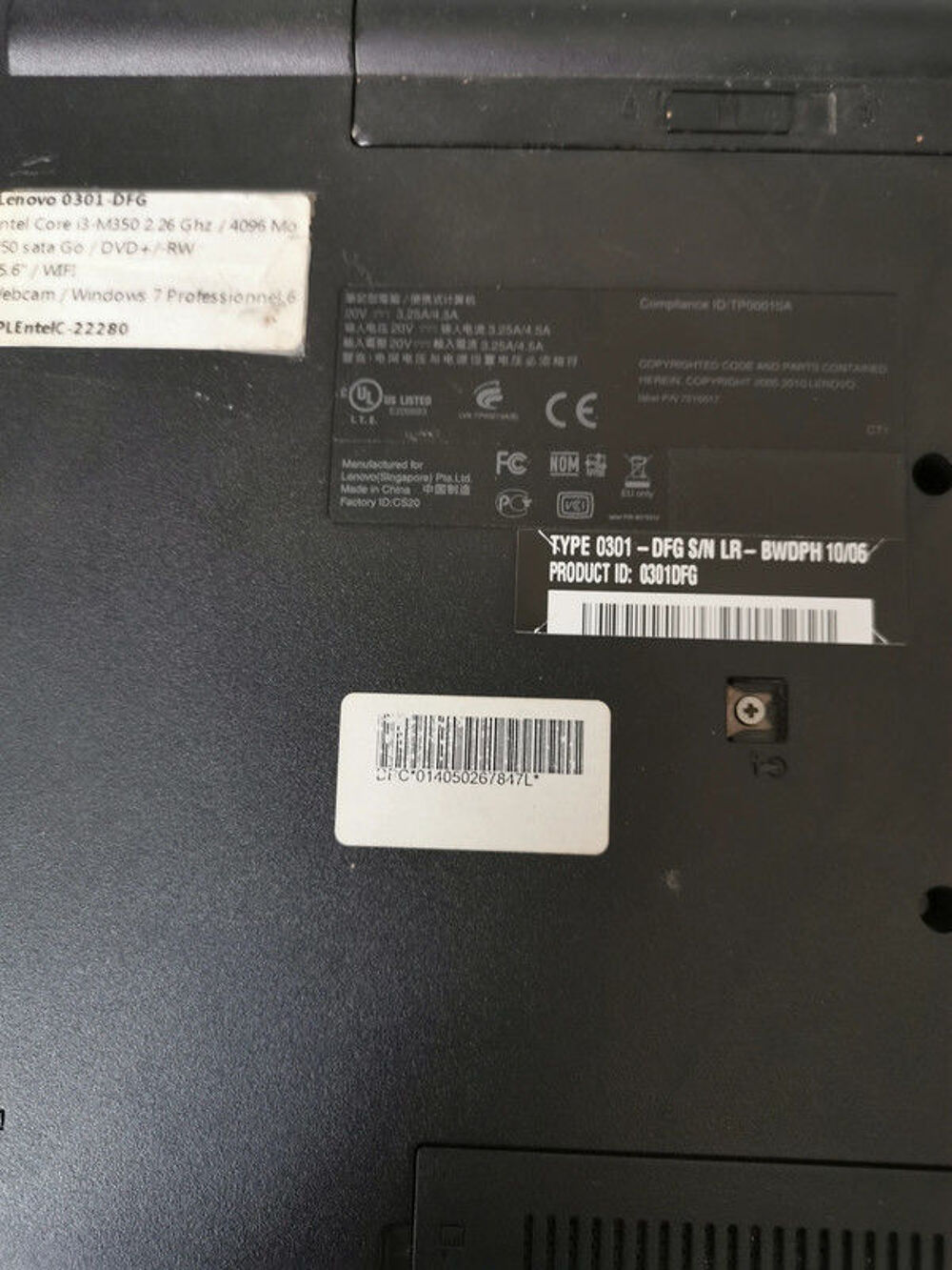 PC Lenovo Thinkpad Edge E350- 15'6 - I3 CPU-Bon &eacute;tat Matériel informatique