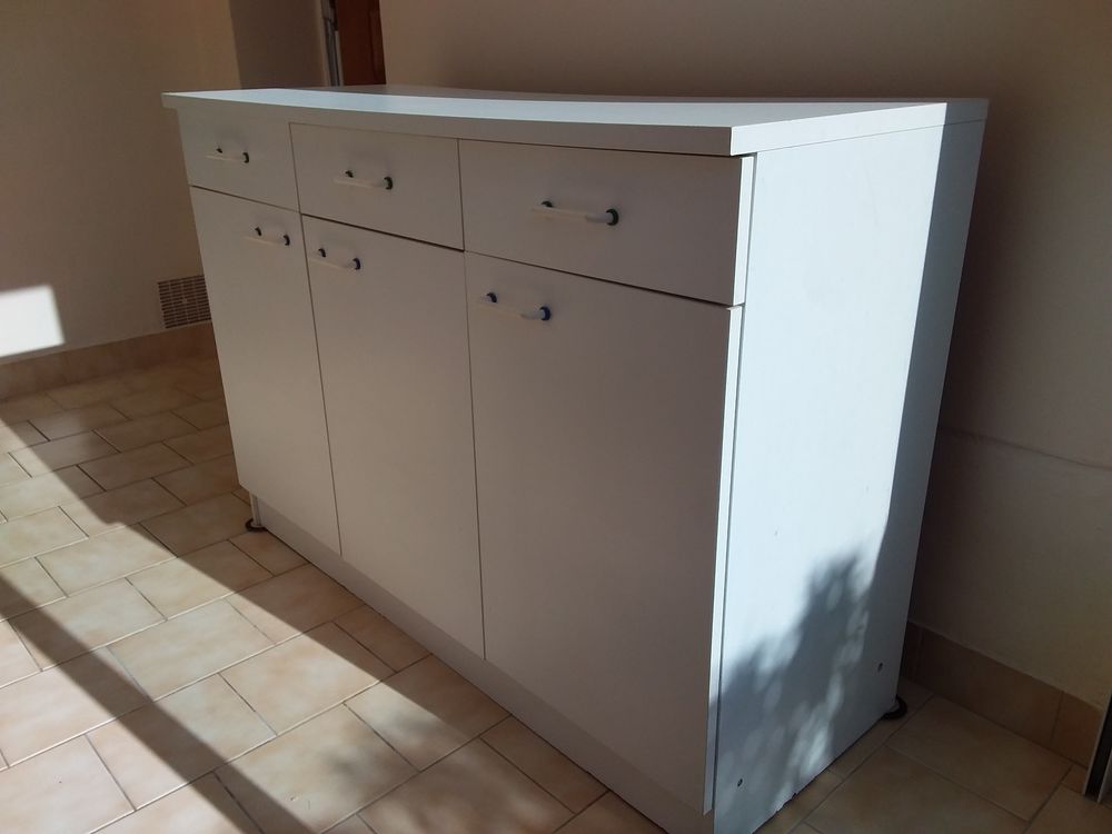MEUBLE BAS DE CUISINE bois m&eacute;lamin&eacute; BLANC Meubles