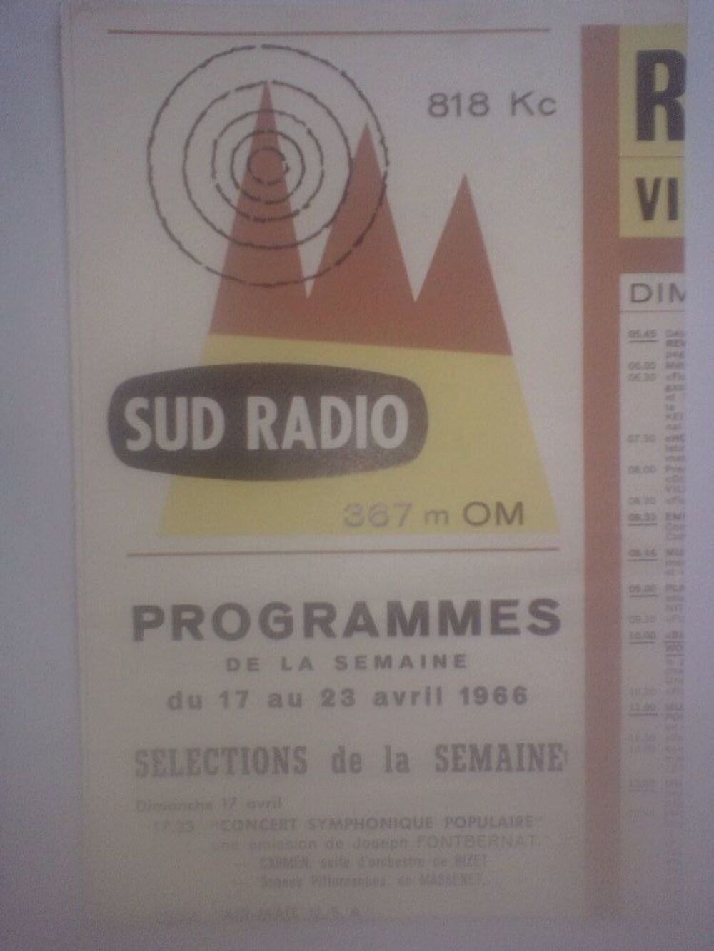 Affichette Sud Radio Radio des vall&eacute;es Principaut&eacute; d'Andorre 