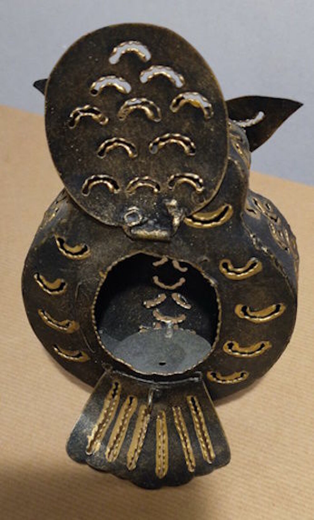  Hibou porte bougie en m&eacute;tal 
Décoration