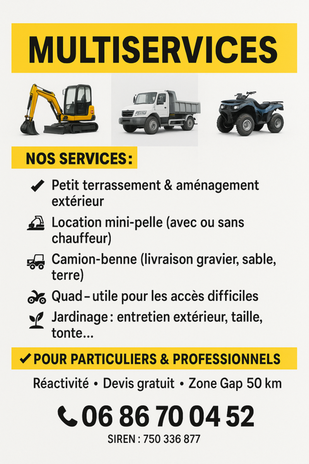   Mini pelle Himer 800kgs et camion benne hydraulique - Prêt 