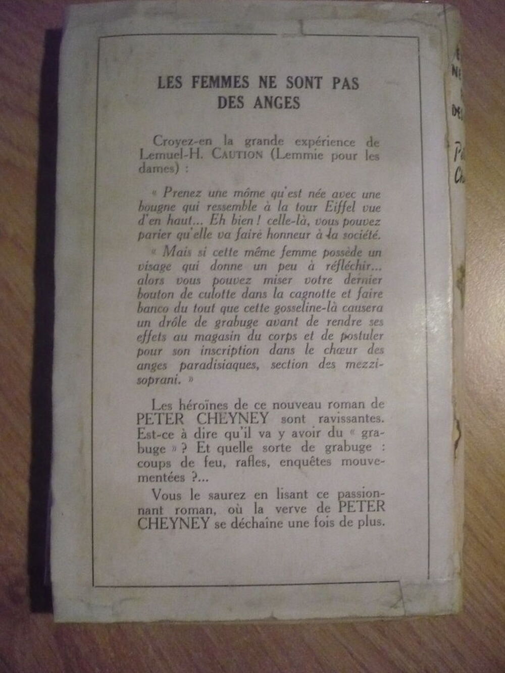 LES FEMMES NE SONT PAS DES ANGES de Peter CHEYNEY ( 1948) Livres et BD