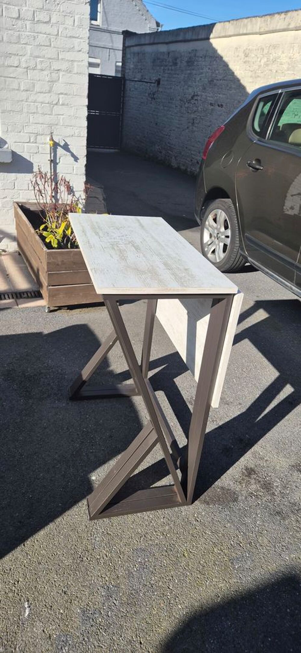 Tabourets et table pliante bois fer forg&eacute; Meubles