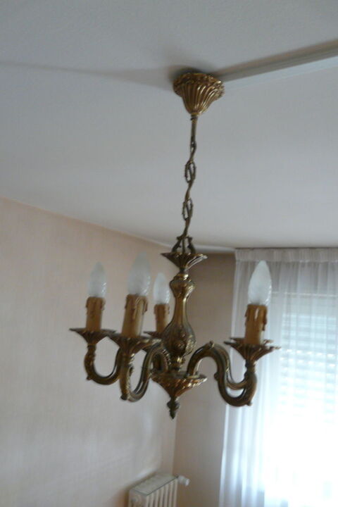 Lustre 5 branches en bronze 20 Limoges (87)