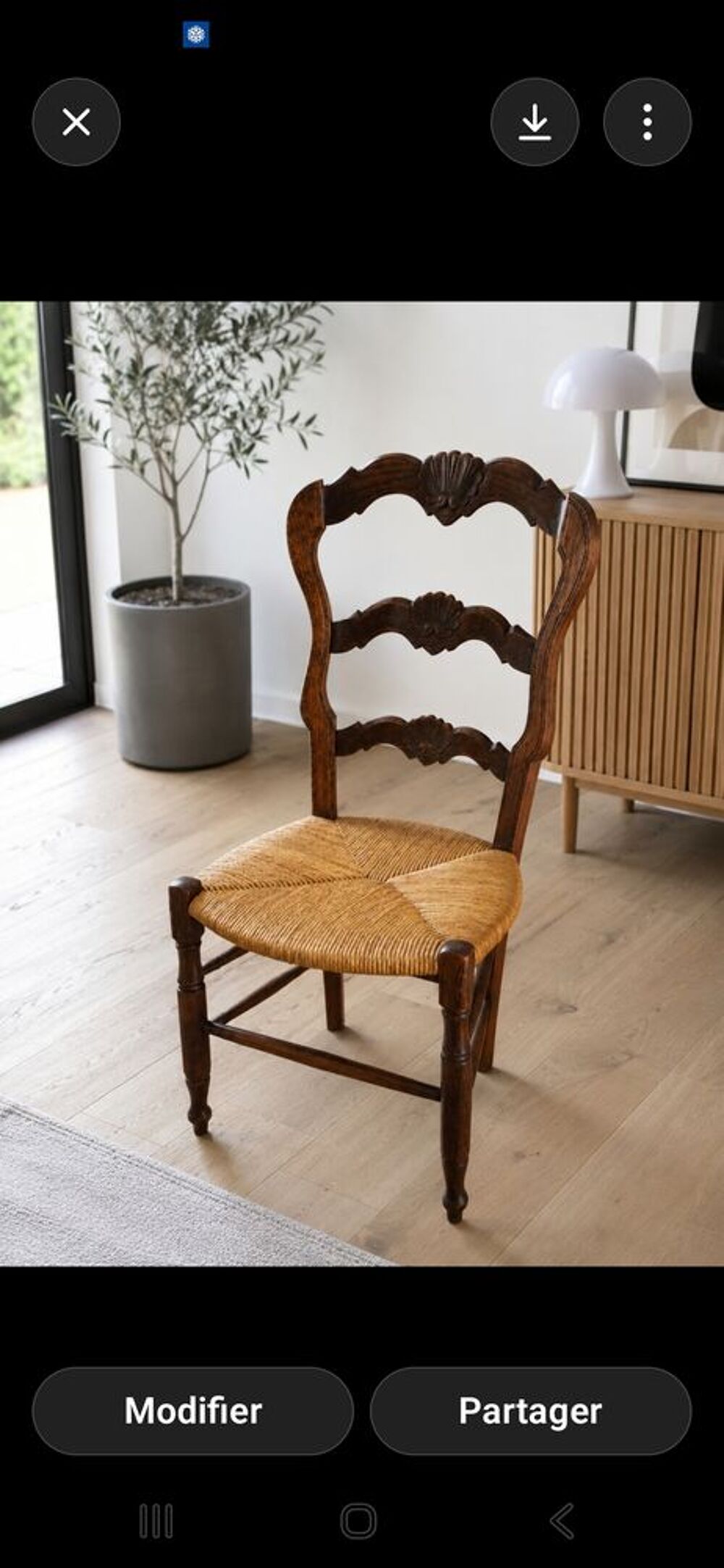 Chaise ancienne bois et paille Meubles