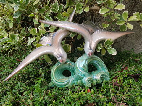 Couple d'oiseaux Cramique BEQUET 0 Genay (69)