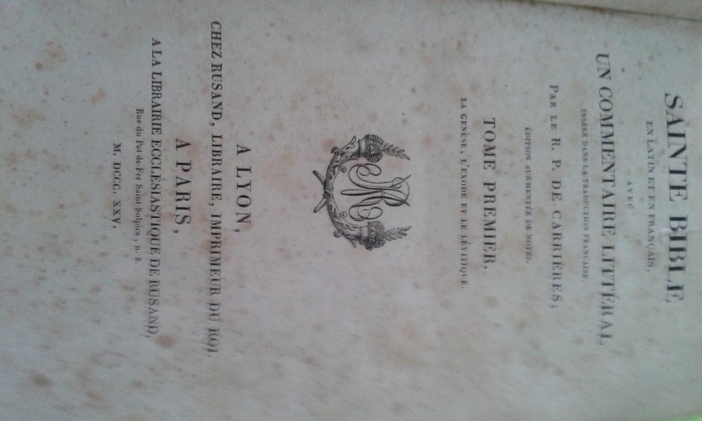 BIBLE CUIR de1825 FRANCAIS/LATIN 
