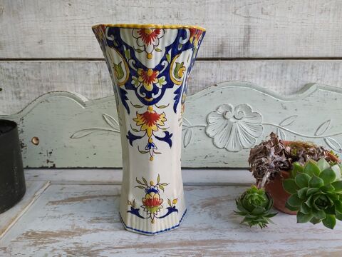 Ancien Vase Faence  Desvres Fourmaintraux Frres Rouen 39 Loches (37)