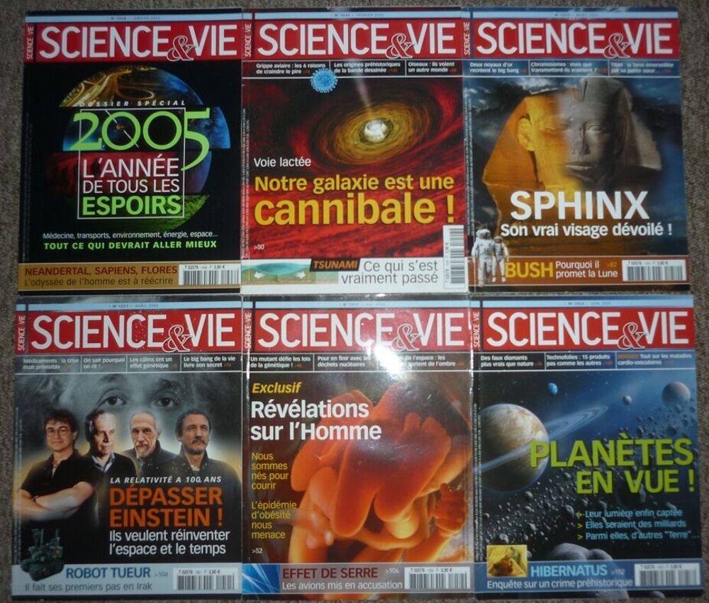 Magazines "SCIENCE &amp; VIE" 2005: lot des 12 revues de l'ann&eacute;e Livres et BD