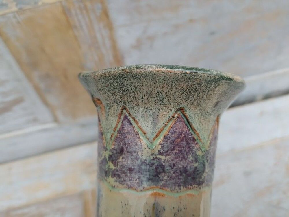 Vase C&eacute;ramique &Eacute;maill&eacute;e D&eacute;cor Moulin Oiseau Style Vallauris Décoration