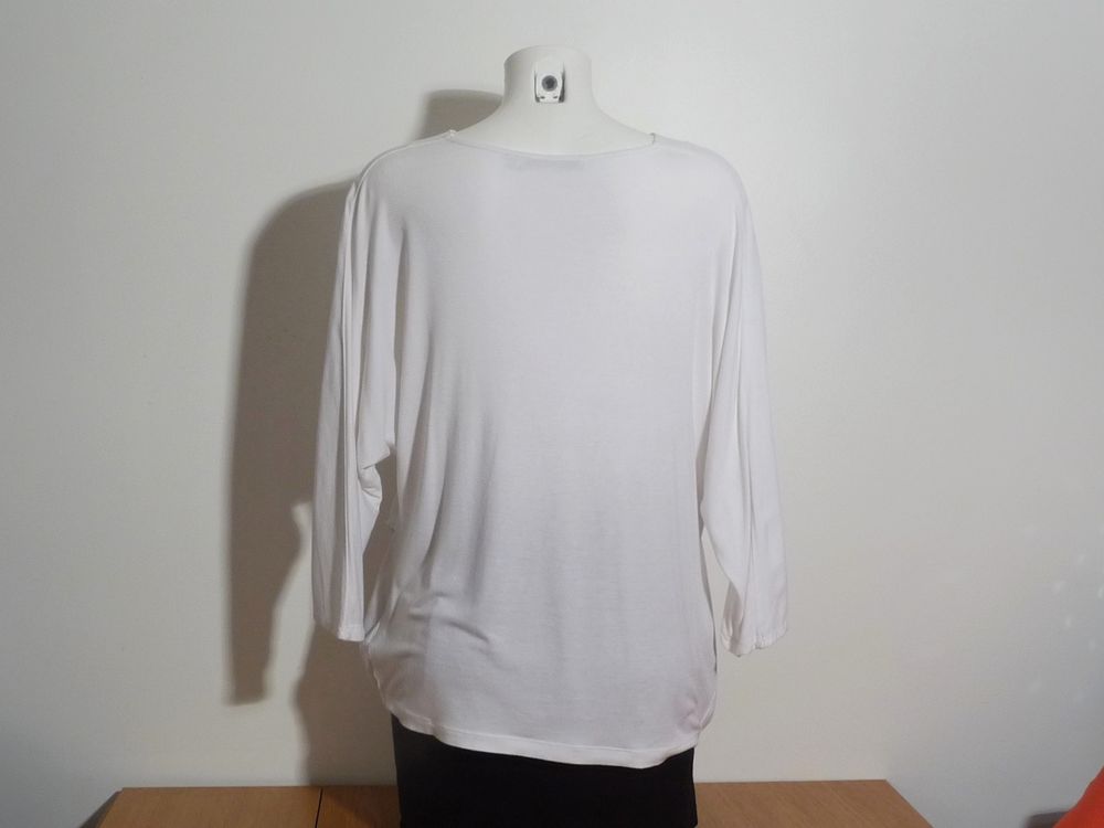 Blouse/ Top en Viscose Blanc &agrave; Manches Longues- Lauren Vidal Vêtements