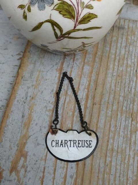 Ancienne Plaque Émaillée Liqueur Chartreuse Bouteille Carafe 39 Loches (37)