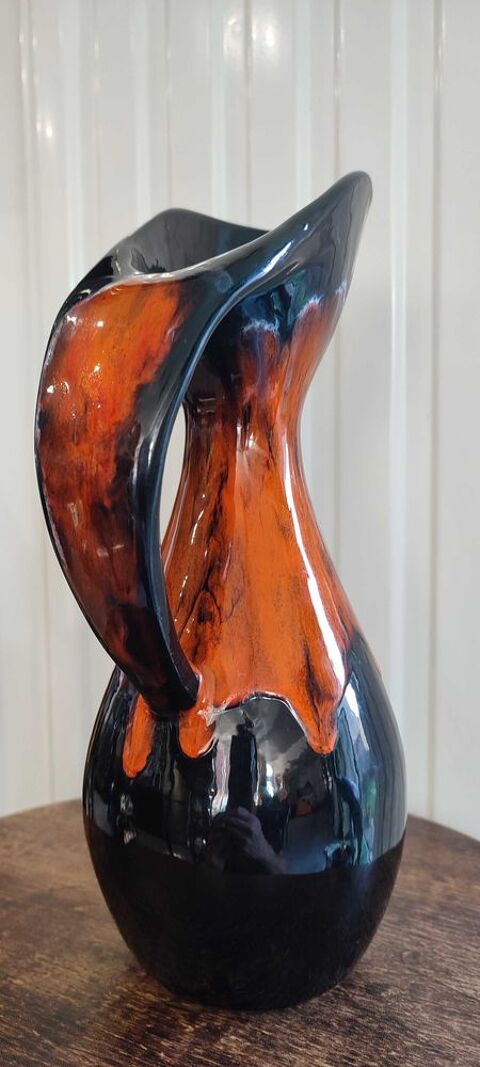 Vase pichet ceramique flamme Vallauris 1960 45 Clermont (60)