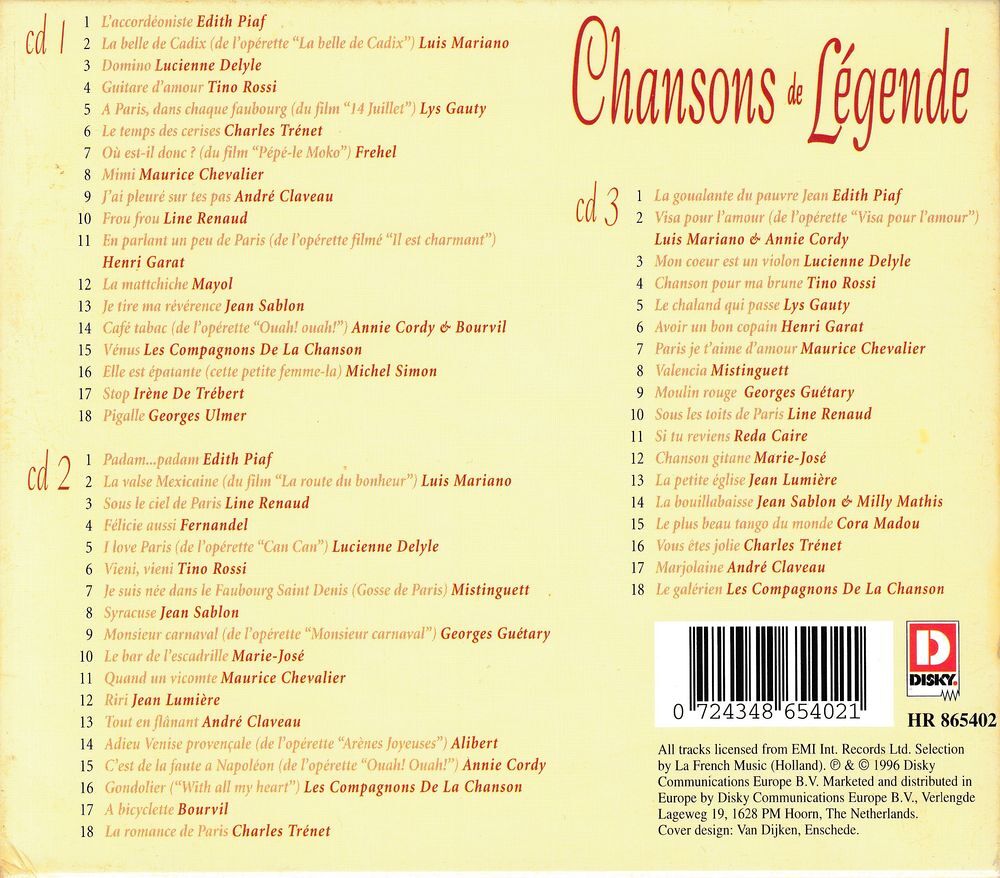 CD Chanson de L&eacute;gende Num&eacute;ro 2 Coffret 3 Volumes CD et vinyles
