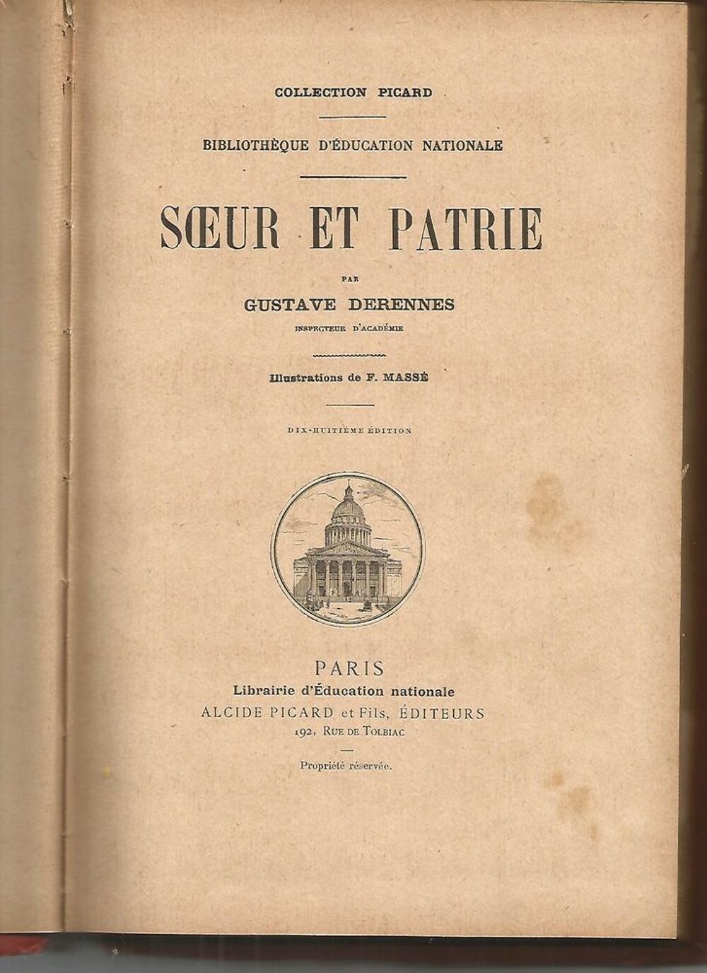 Gustave DERENNES Soeur et patrie - 1912 Livres et BD