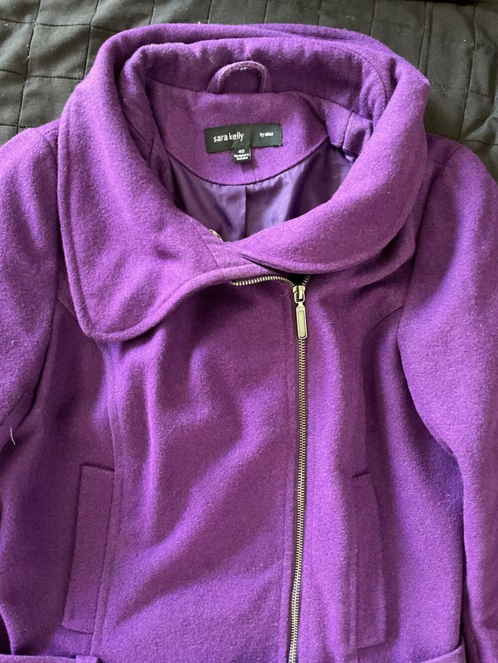 Manteau violet en laine pour femme Vtements