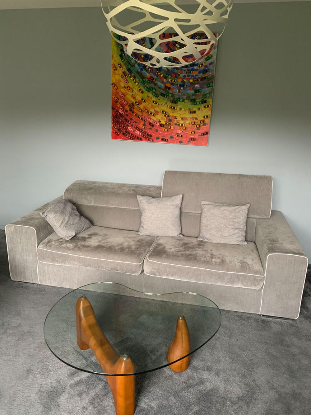 Canap&eacute; 3 places en tissu gris, design italien Meubles