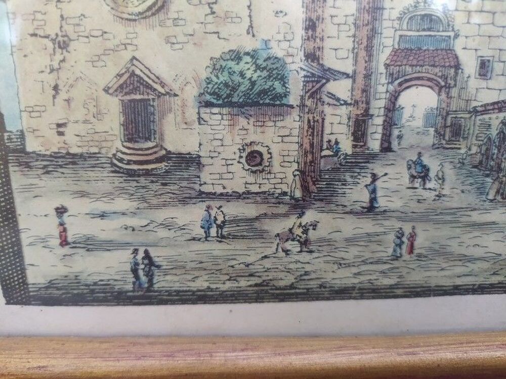 Gravure Vue d'Optique Ch&acirc;teau &agrave; Situer Environs de Marseille 