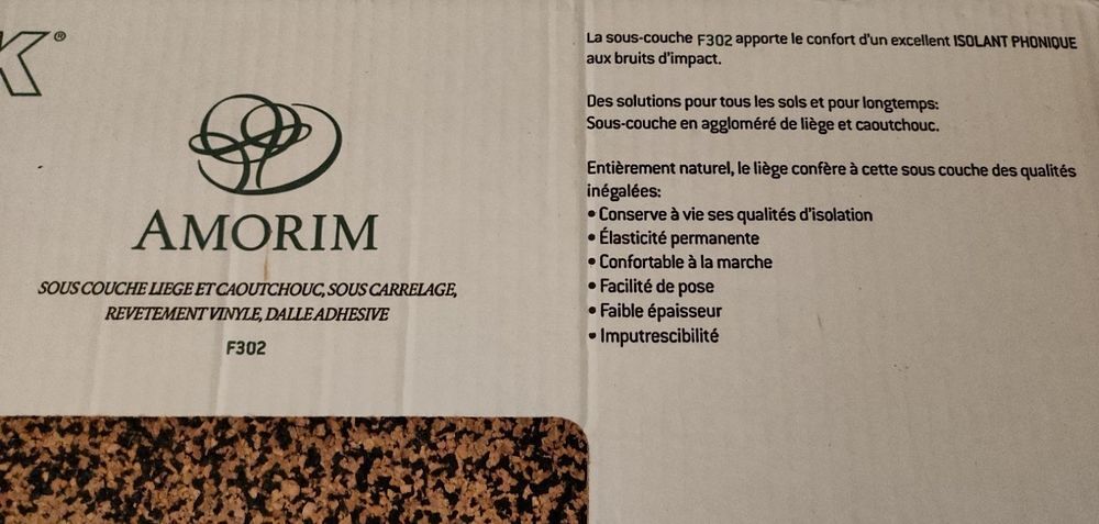 LOT ISOLANT PHONIQUE LIEGE NATUREL EN PLAQUE Bricolage