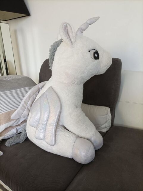 Peluche doudou Licorne assise , blanche & grise. Hauteur/ la 9 Troyes (10)