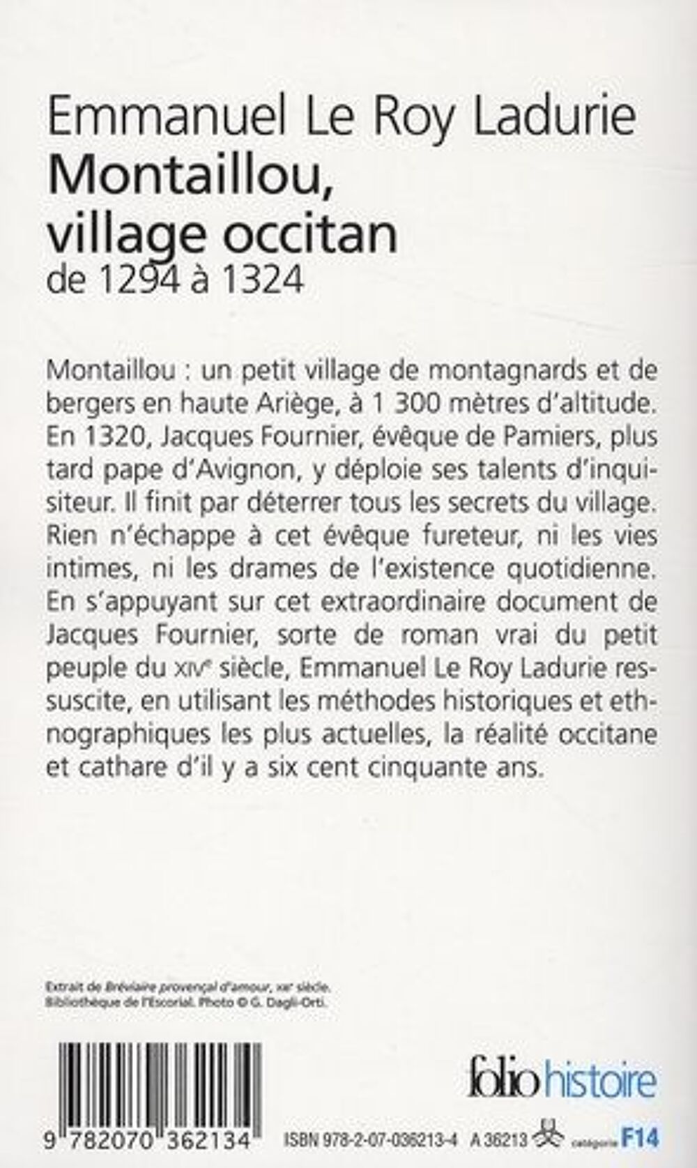 Montaillou, village occitan de 1294 &agrave; 1324 Livres et BD