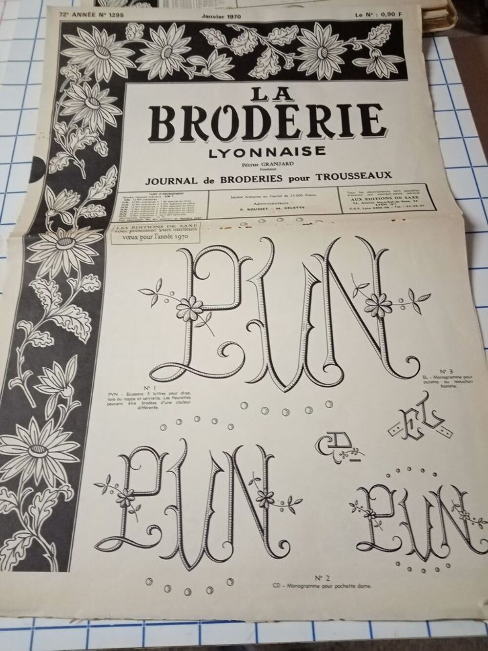 journaux "la broderie lyonnaise", journal de broderies 