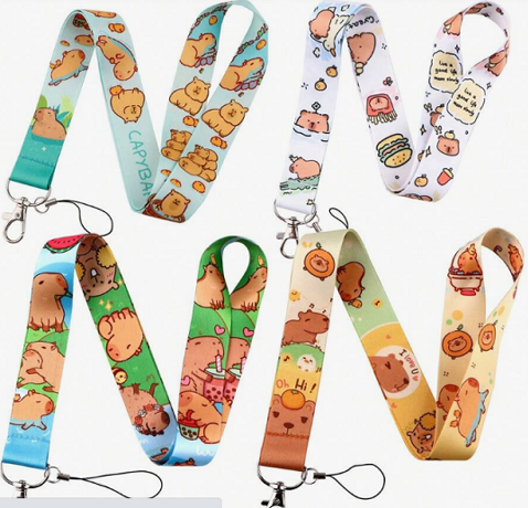 Lanyard porte-clé collier carte chaine capybara manga kawaii 3 Fèves (57)