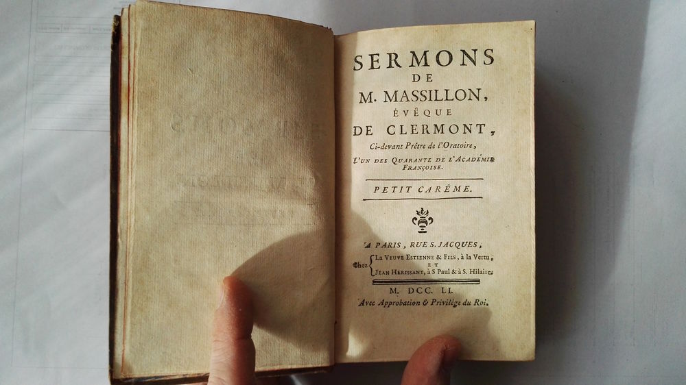 Livre ancien/vieux: Sermons de M.Massillon/Petit careme 1751 Livres et BD