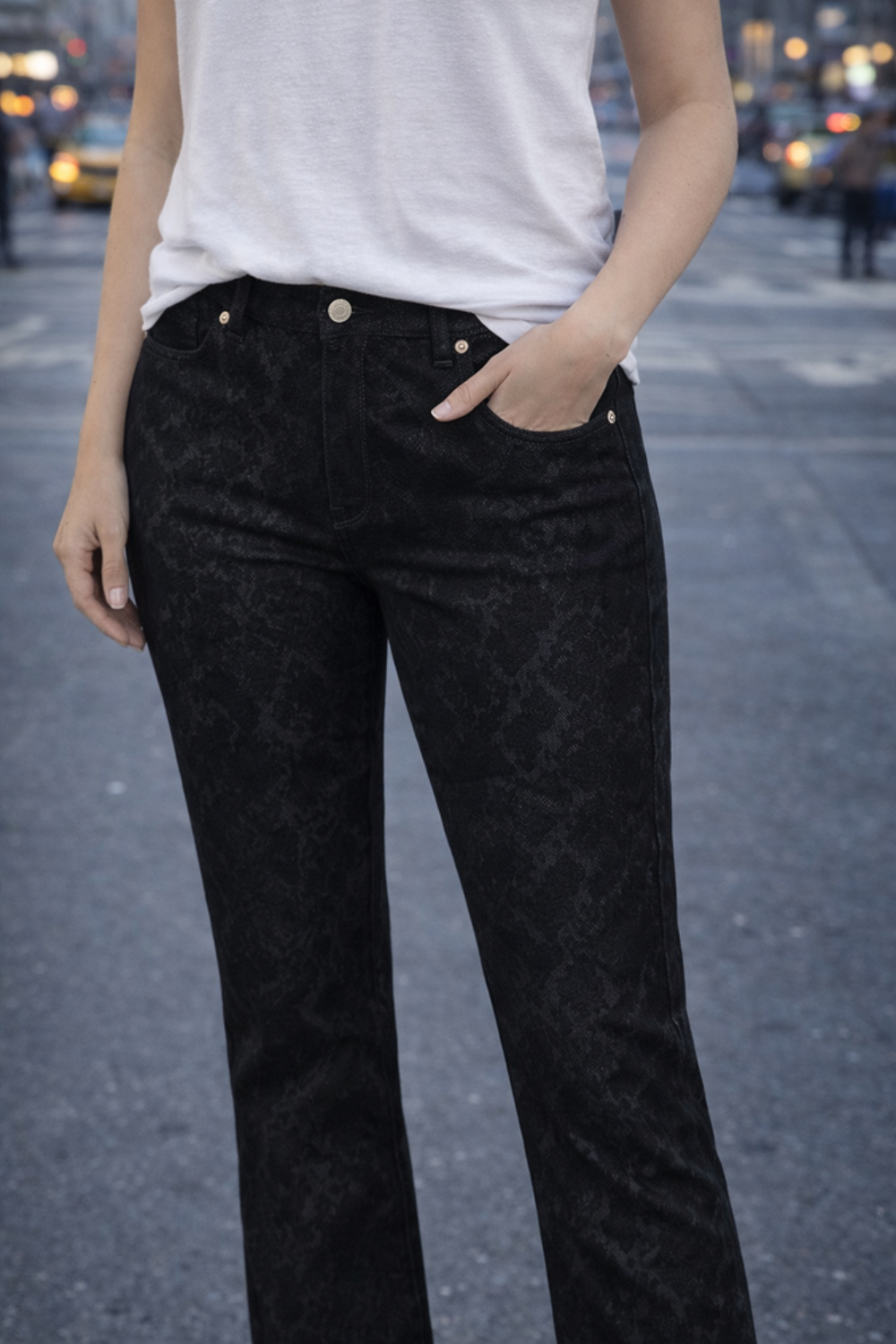 pantalon noir Farfalla Rosso avec motifs T M Vêtements
