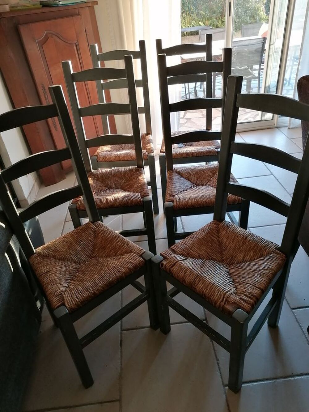  chaises bois assises paille Meubles