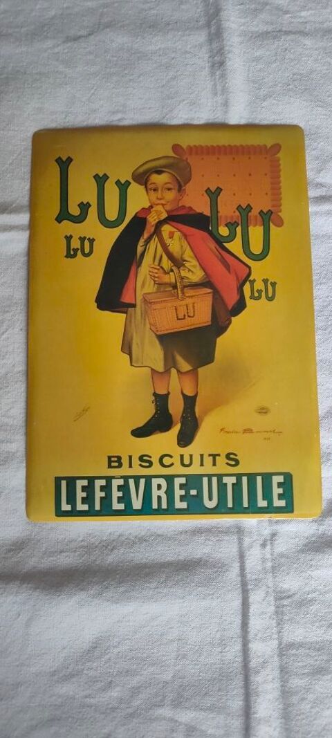 Plaque publicitaire Lu biscuits Lefvre -utile 15 Avermes (03)