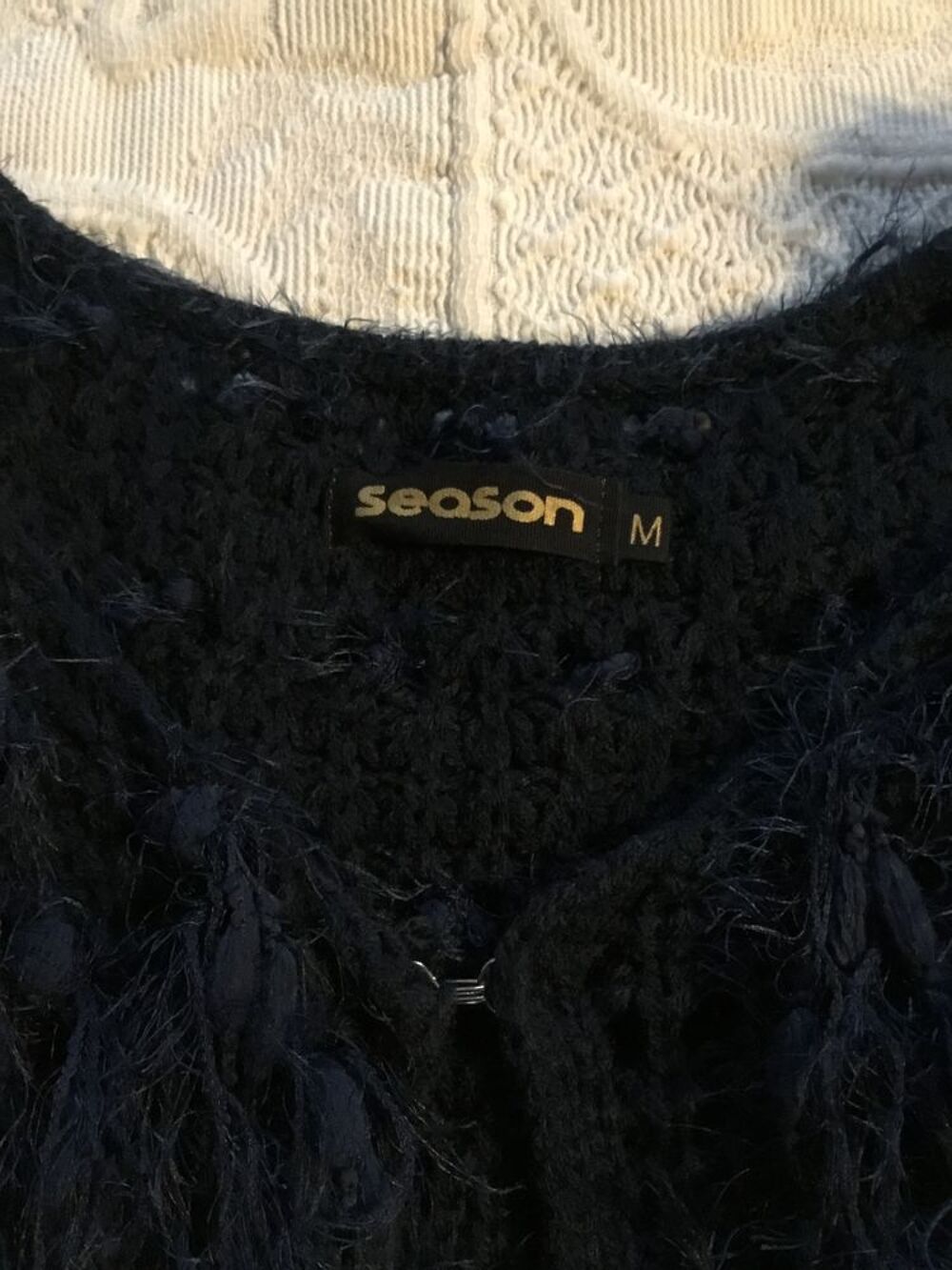 Gilet long bleu Marine sans manche, Taille M, Tr&egrave;s bon &eacute;tat, Marque Season Vtements