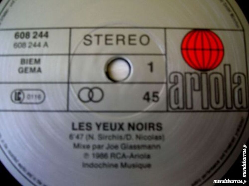 MAXI 45 TOURS INDOCHINE LES yeux noirs CD et vinyles