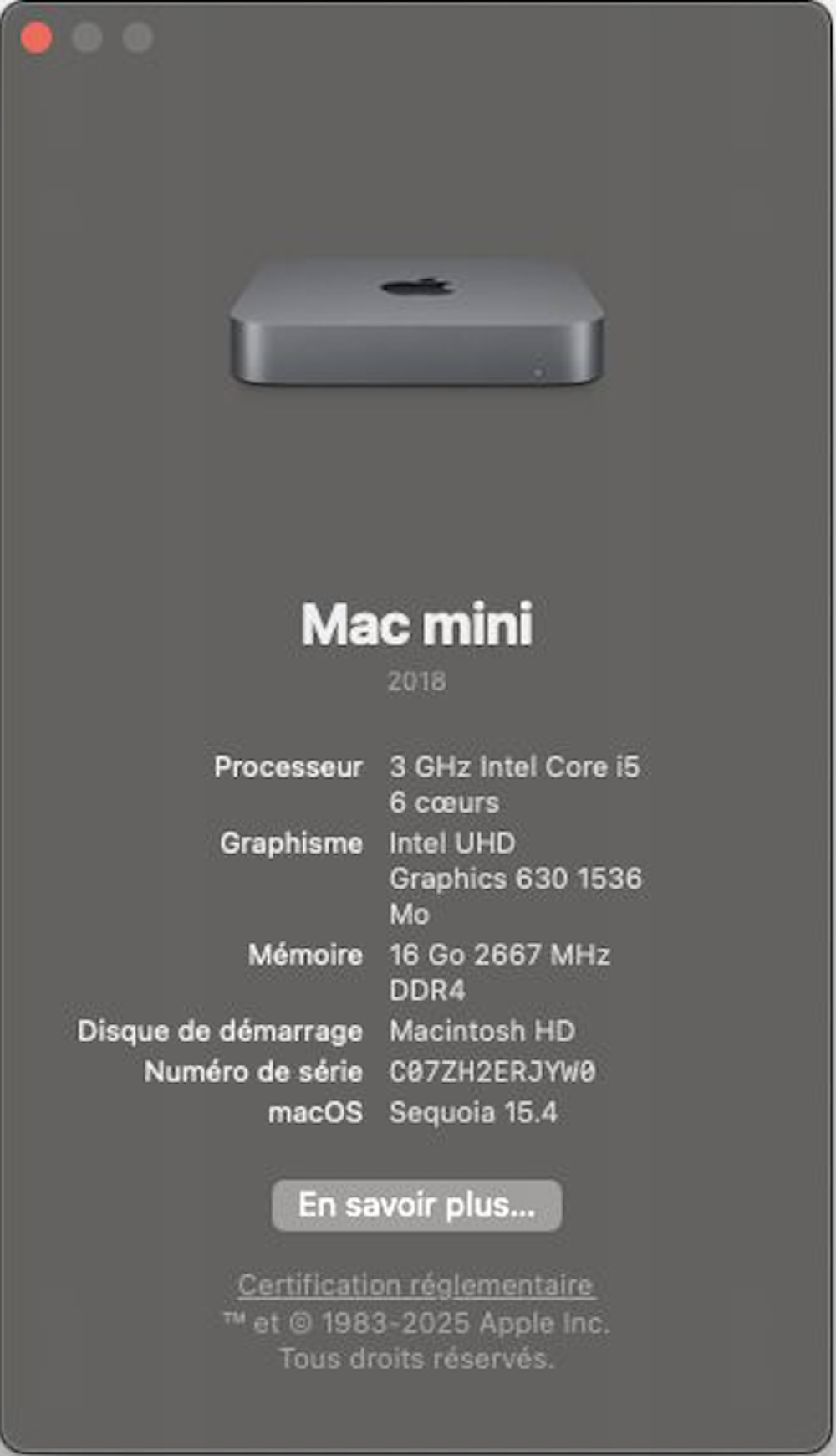 Mac Mini i5 16Go - 256Go Matériel informatique