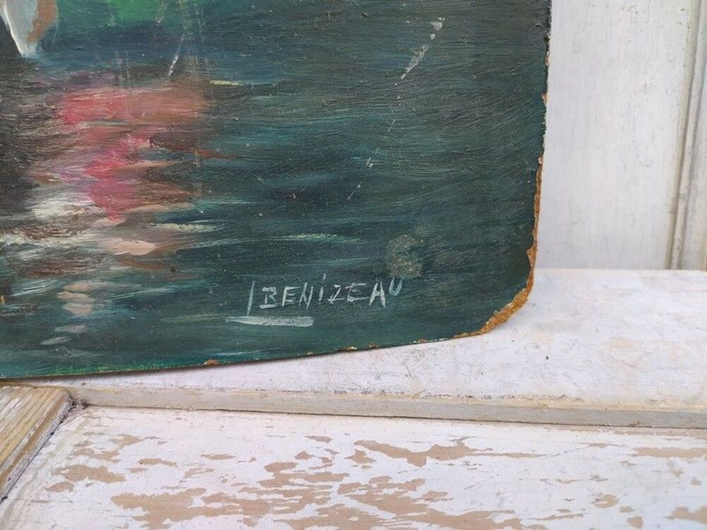 Ancien Tableau Marine P&ecirc;cheurs Sign&eacute; L. Benizeau
Décoration