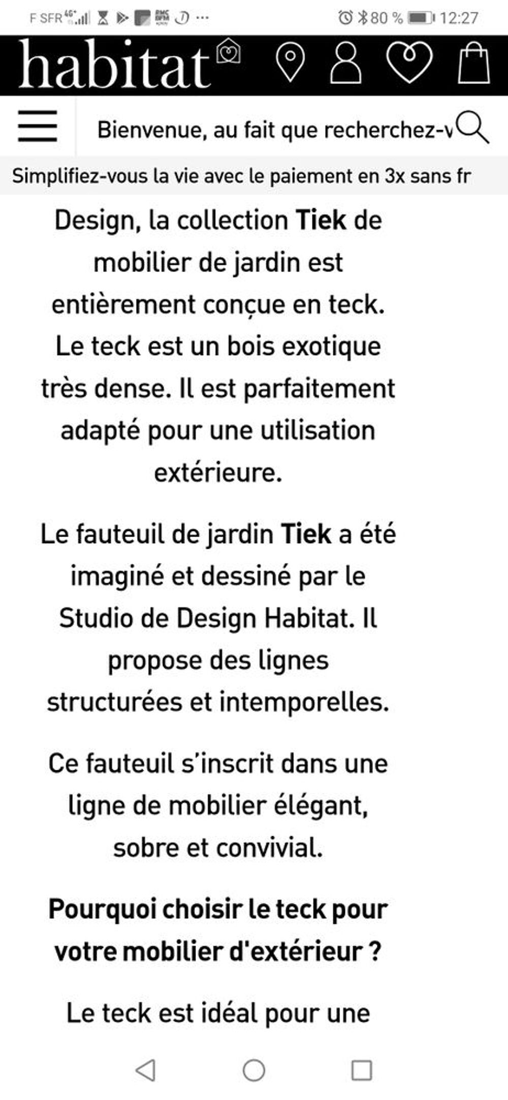 12 Fauteuil jardin teck habitat 80 euros Jardin