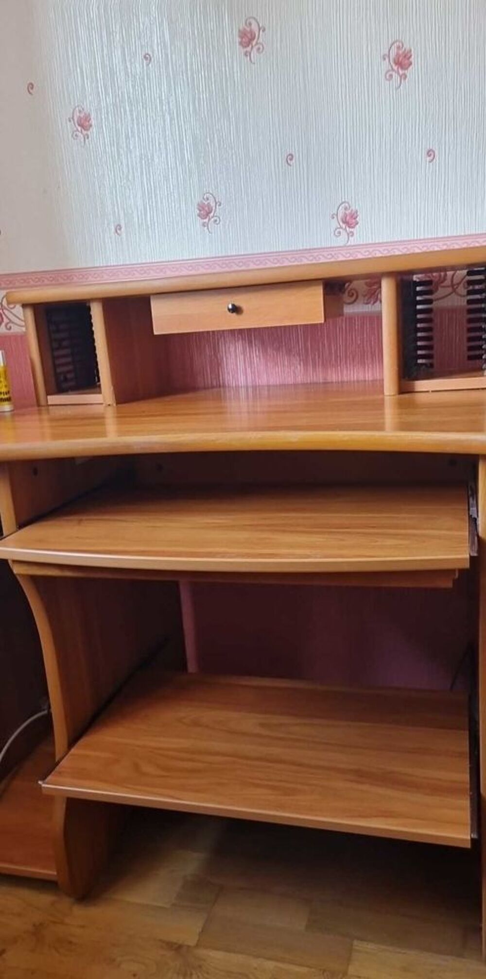 Meuble bureau informatique poirier teint&eacute; merisier Meubles