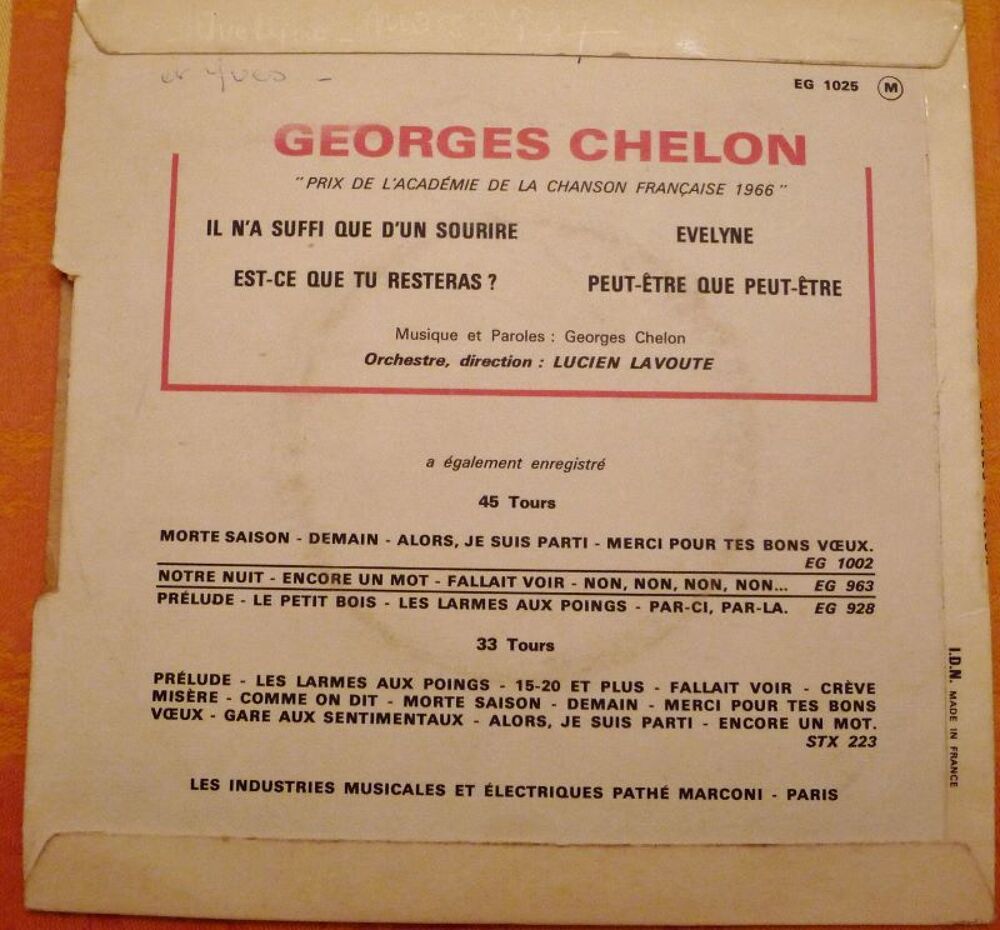 Vinyl Georges CHELON CD et vinyles