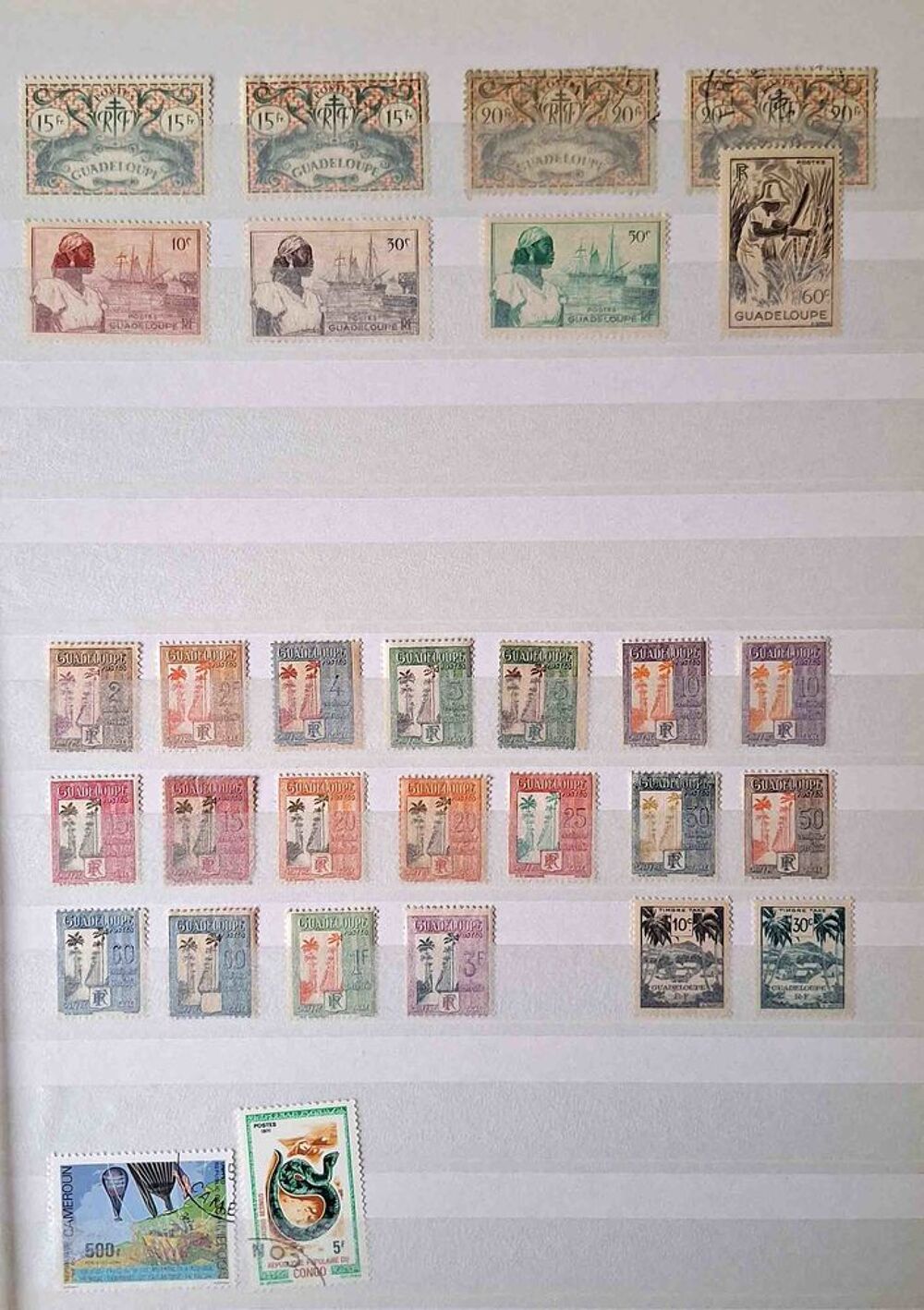 S&eacute;rie de timbres de collection de Guadeloupe 