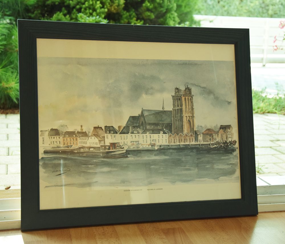Tableau Aquarelle avec cadre 56 cm x 46 cm. Dcoration